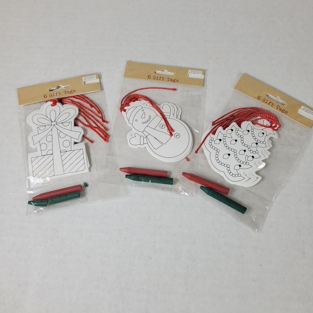 Color Your Own Christmas Gift Tags; Set of 3